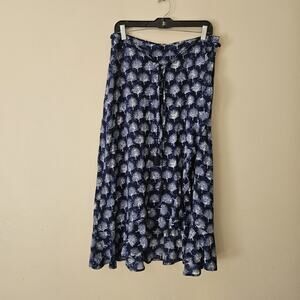 TOMMY BAHAMA Blue Floral Faux Wrap Maxi Skirt Womens Size 8